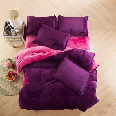 Autumn And Winter Warm Flannel Bedding Sets Fleece Duvet Cover Fitted Sheet Bed Cloth King Queen Twin Size