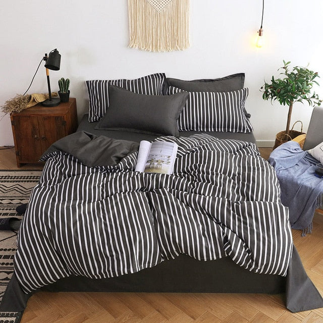 Gray 4pcs Girl Boy Kid Bed Cover Set Cartoon Duvet Cover Adult Child Bed Sheets And Pillowcases Comforter Bedding Set 2TJ-61005