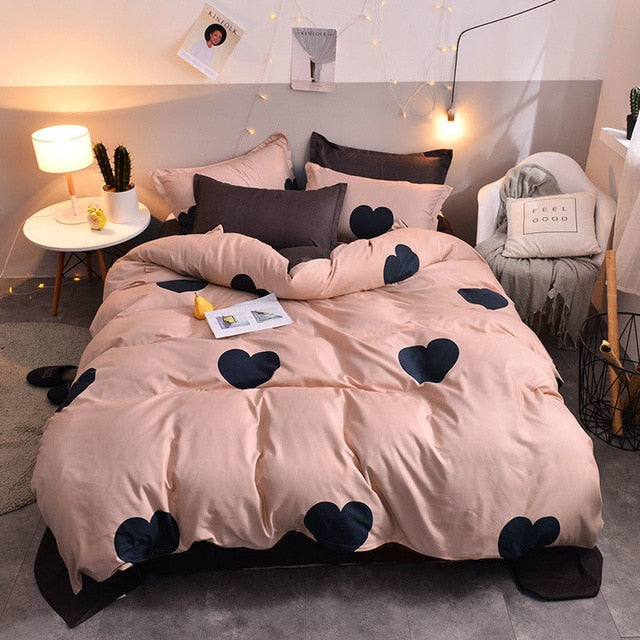 Gray 4pcs Girl Boy Kid Bed Cover Set Cartoon Duvet Cover Adult Child Bed Sheets And Pillowcases Comforter Bedding Set 2TJ-61005