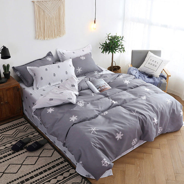 Gray 4pcs Girl Boy Kid Bed Cover Set Cartoon Duvet Cover Adult Child Bed Sheets And Pillowcases Comforter Bedding Set 2TJ-61005