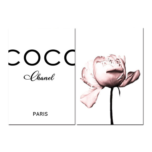 Peony Flower Wall Art Coco Print Fashion Art Poster Blush Pink Canvas Prints Painting Nordic Decoration Living Room Home Decor