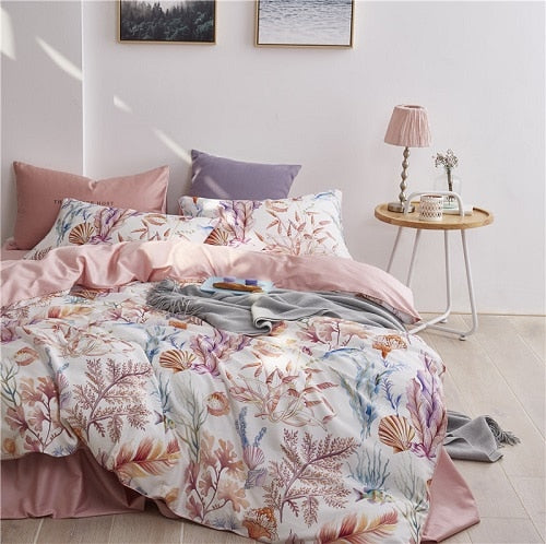 Egyptian Cotton Soft Duvet Cover Fitted/Bed sheet set Flamingo Paisley Bedding Set Family set Twin Queen King size 4Pieces