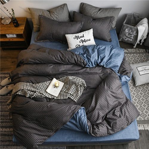 2020 summer bedding set green duvet cover bed set geometric flat sheet reindeer bedclothes 4pcs bed linenset Nordic home textile