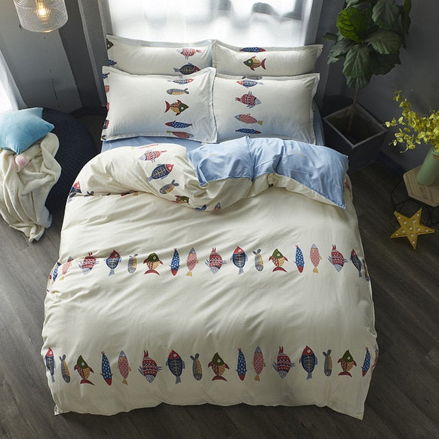 2020 summer bedding set green duvet cover bed set geometric flat sheet reindeer bedclothes 4pcs bed linenset Nordic home textile