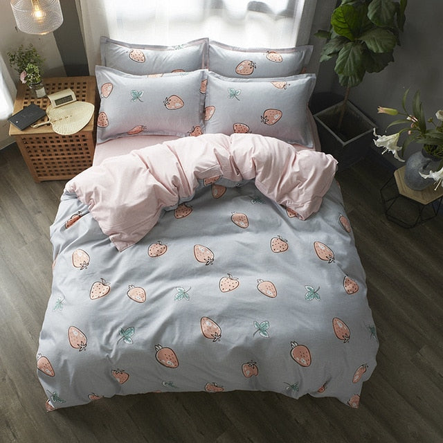 2020 summer bedding set green duvet cover bed set geometric flat sheet reindeer bedclothes 4pcs bed linenset Nordic home textile