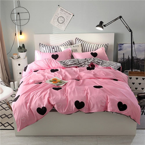 2020 summer bedding set green duvet cover bed set geometric flat sheet reindeer bedclothes 4pcs bed linenset Nordic home textile