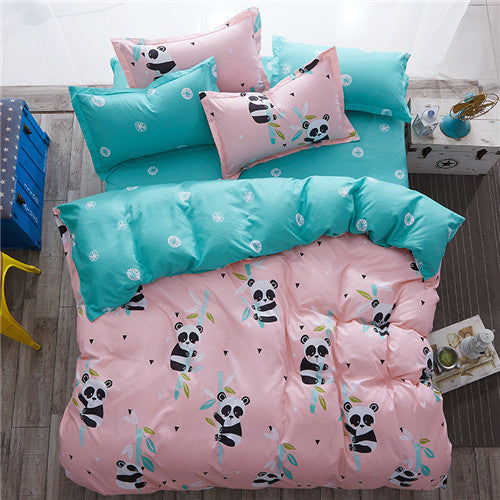 2020 summer bedding set green duvet cover bed set geometric flat sheet reindeer bedclothes 4pcs bed linenset Nordic home textile