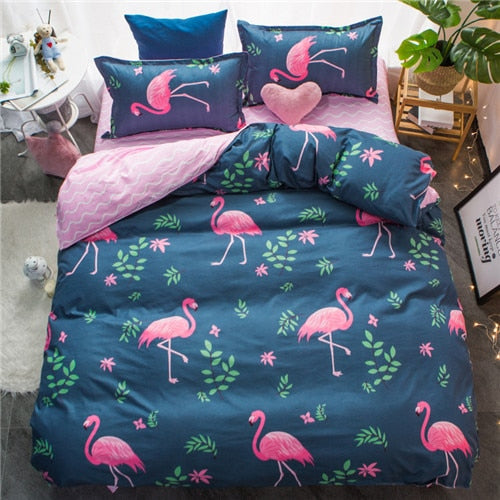 2020 summer bedding set green duvet cover bed set geometric flat sheet reindeer bedclothes 4pcs bed linenset Nordic home textile