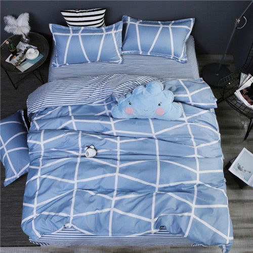 2020 summer bedding set green duvet cover bed set geometric flat sheet reindeer bedclothes 4pcs bed linenset Nordic home textile