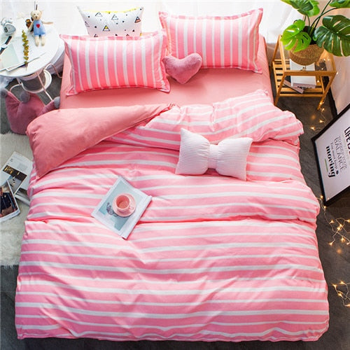 2020 summer bedding set green duvet cover bed set geometric flat sheet reindeer bedclothes 4pcs bed linenset Nordic home textile