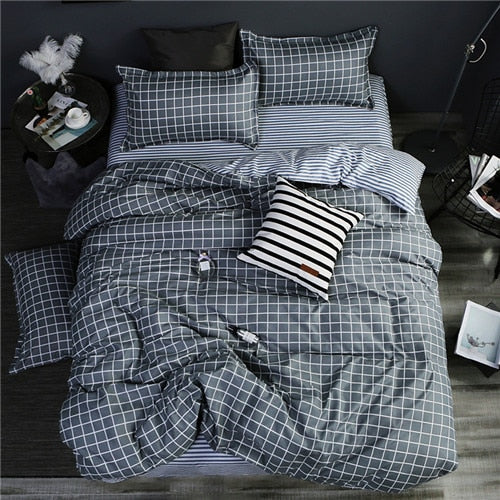 2020 summer bedding set green duvet cover bed set geometric flat sheet reindeer bedclothes 4pcs bed linenset Nordic home textile