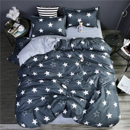 2020 summer bedding set green duvet cover bed set geometric flat sheet reindeer bedclothes 4pcs bed linenset Nordic home textile