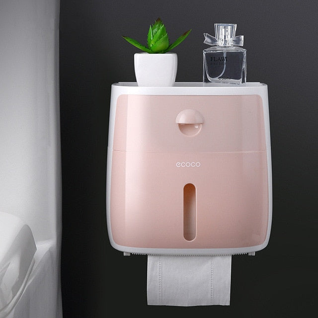 Toilet Paper Holder Waterproof Wall Mounted Toilet Paper Tray Roll Paper Tube Storage Box Tray Tissue Box Shelf Bathroom Product
