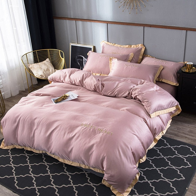 Luxury Bedding Set 4pcs Flat Bed Sheet Brief Duvet Cover Sets King Comfortable Quilt Covers Single Queen Size Bedclothes Linens