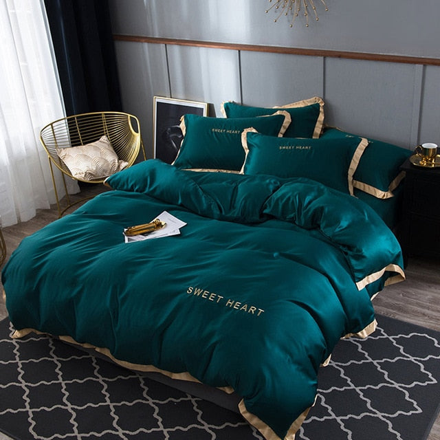 Luxury Bedding Set 4pcs Flat Bed Sheet Brief Duvet Cover Sets King Comfortable Quilt Covers Single Queen Size Bedclothes Linens