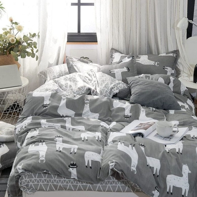 Heart Tropical Print 4pcs Lovers Bed Cover Set Duvet Cover Adult Child Girl Boy Bed Sheet Pillowcase Comforter Bedding Set 61005