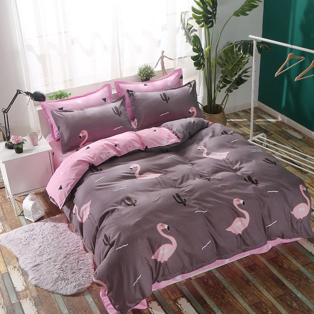 Heart Tropical Print 4pcs Lovers Bed Cover Set Duvet Cover Adult Child Girl Boy Bed Sheet Pillowcase Comforter Bedding Set 61005