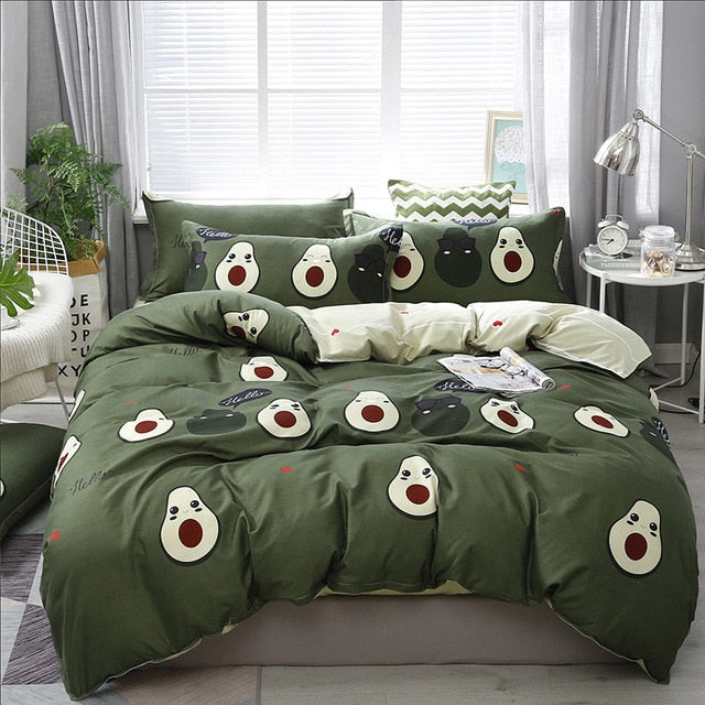 Heart Tropical Print 4pcs Lovers Bed Cover Set Duvet Cover Adult Child Girl Boy Bed Sheet Pillowcase Comforter Bedding Set 61005