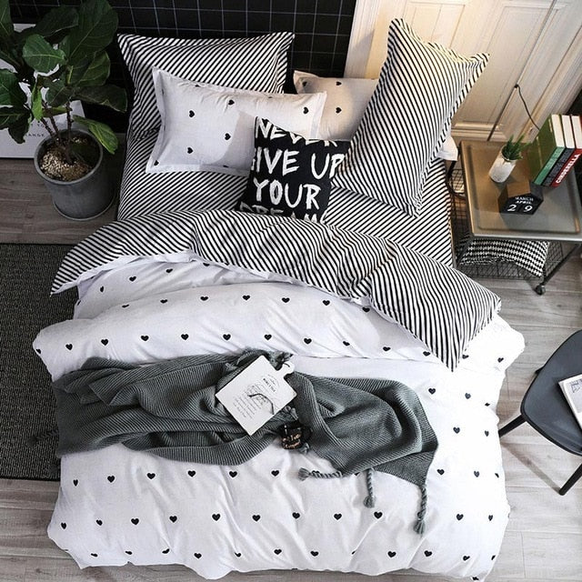 Heart Tropical Print 4pcs Lovers Bed Cover Set Duvet Cover Adult Child Girl Boy Bed Sheet Pillowcase Comforter Bedding Set 61005