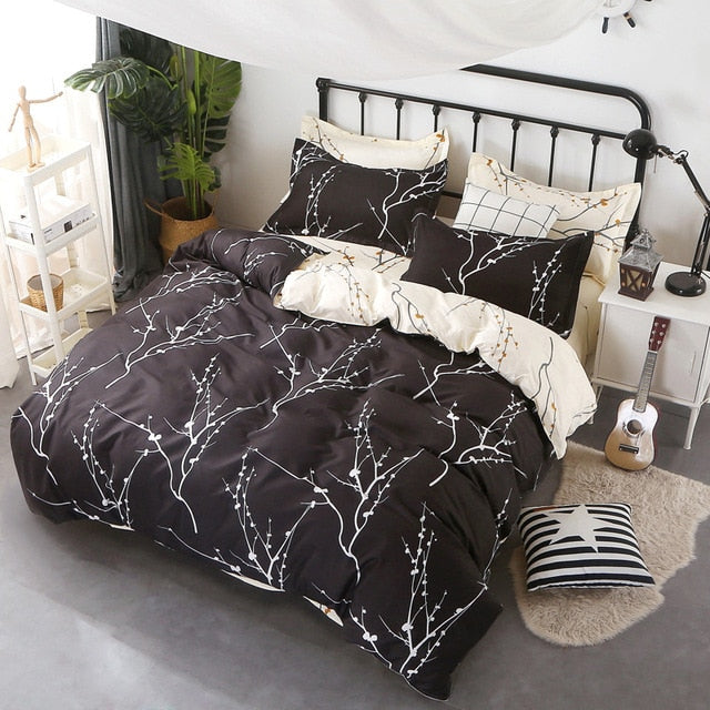 Heart Tropical Print 4pcs Lovers Bed Cover Set Duvet Cover Adult Child Girl Boy Bed Sheet Pillowcase Comforter Bedding Set 61005