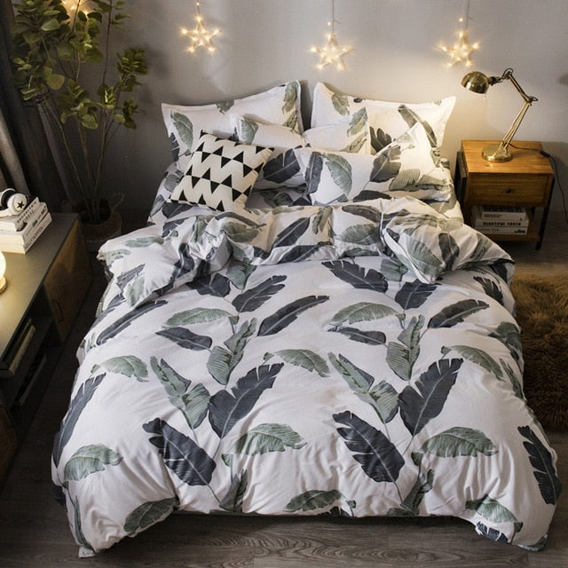 Heart Tropical Print 4pcs Lovers Bed Cover Set Duvet Cover Adult Child Girl Boy Bed Sheet Pillowcase Comforter Bedding Set 61005