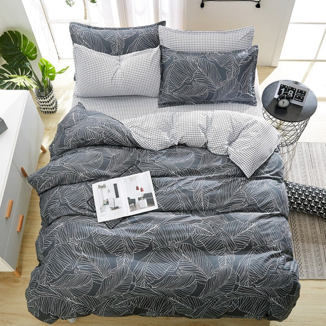 Heart Tropical Print 4pcs Lovers Bed Cover Set Duvet Cover Adult Child Girl Boy Bed Sheet Pillowcase Comforter Bedding Set 61005