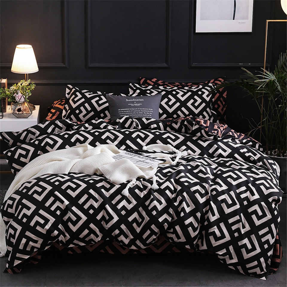 Modern Geometric California King Bedding Sets Sanding Duvet Cover Set Pillowcase  Duvet Covers 229*260 3pcs Bed Set