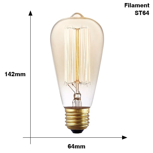Retro Edison Bulb E27 220V 40W ST64 G80 G95 G125 Ampoule Vintage Edison bulb Incandescent Lamp Filament Light Bulb Home Decor