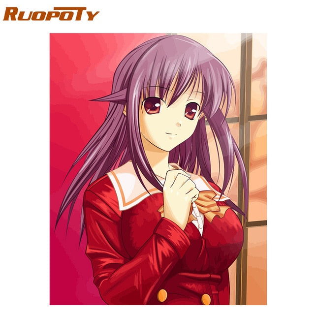 RUOPOTY Frame Diy Painting By Numbers Butterfly Animals Modern Wall Art Canvas Painting Acrylic Paint By Numbers For Home Decors