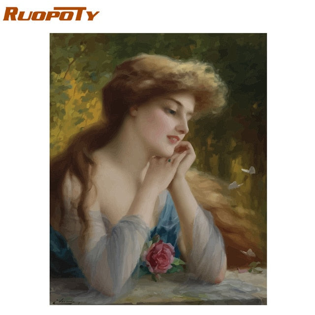 RUOPOTY Frame Diy Painting By Numbers Butterfly Animals Modern Wall Art Canvas Painting Acrylic Paint By Numbers For Home Decors