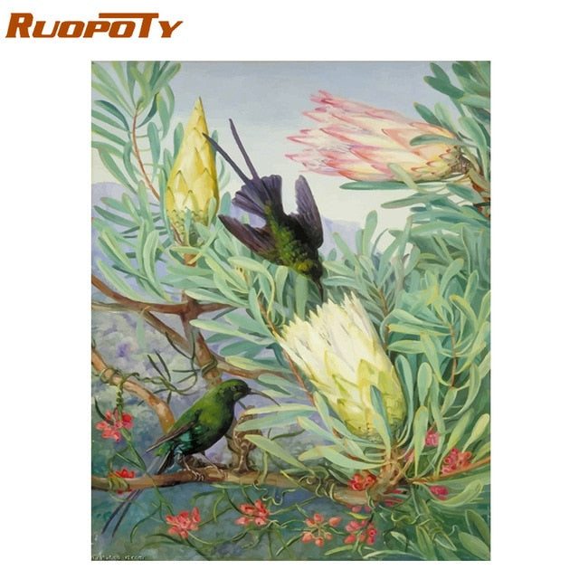 RUOPOTY Frame Diy Painting By Numbers Butterfly Animals Modern Wall Art Canvas Painting Acrylic Paint By Numbers For Home Decors
