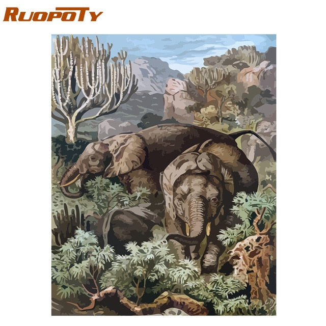 RUOPOTY Frame Diy Painting By Numbers Butterfly Animals Modern Wall Art Canvas Painting Acrylic Paint By Numbers For Home Decors