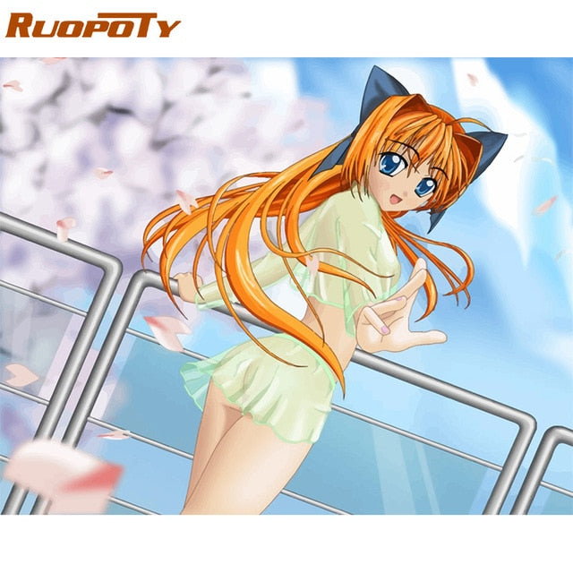 RUOPOTY Frame Diy Painting By Numbers Butterfly Animals Modern Wall Art Canvas Painting Acrylic Paint By Numbers For Home Decors