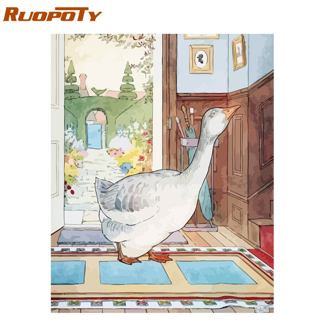 RUOPOTY Frame Diy Painting By Numbers Butterfly Animals Modern Wall Art Canvas Painting Acrylic Paint By Numbers For Home Decors