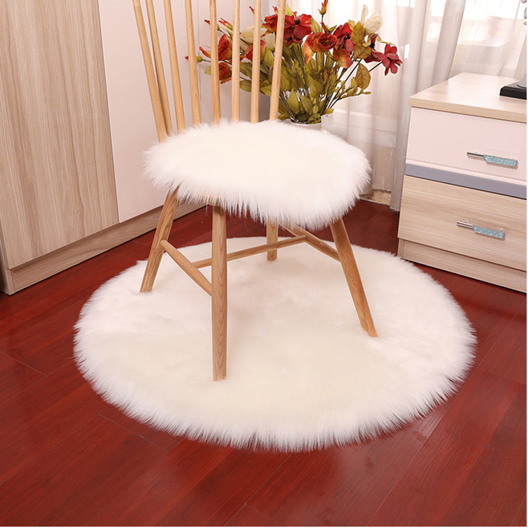 Soft Luxury Plush Artificial Sheepskin Rug Chair Cover Bedroom Mat Decorative Wool Warm Hairy Carpet Seat Covers Washable Round