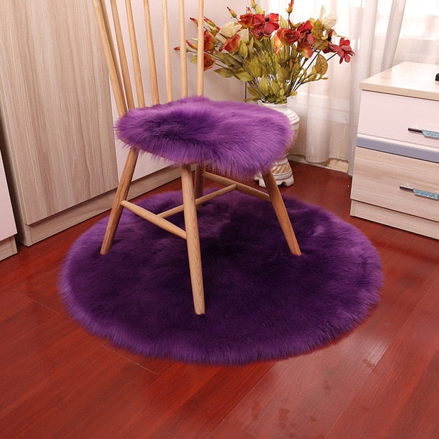 Soft Luxury Plush Artificial Sheepskin Rug Chair Cover Bedroom Mat Decorative Wool Warm Hairy Carpet Seat Covers Washable Round