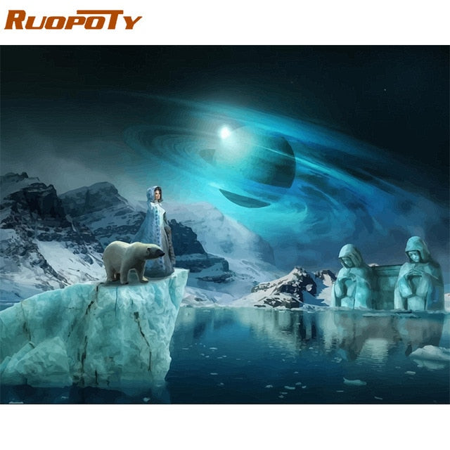 RUOPOTY Frame Painting By Numbers Animals Kit Modern Wall Art Canvas Painting Paint By Numbers For Home Wall Decors Calligraphy