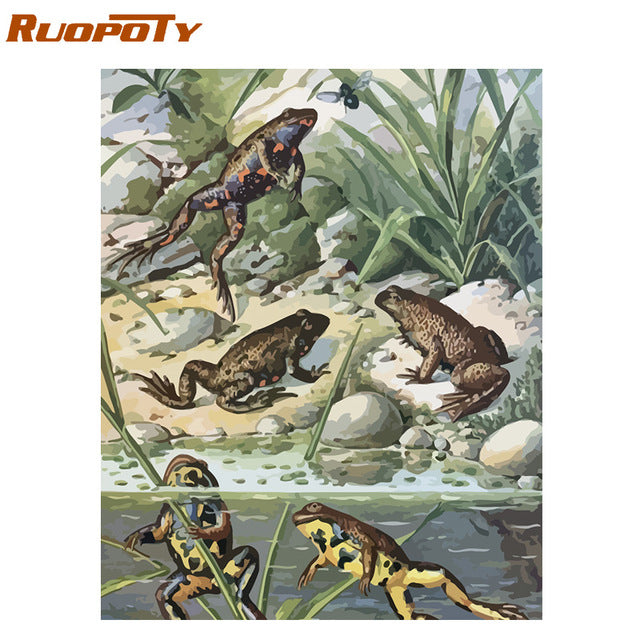 RUOPOTY Frame Painting By Numbers Animals Kit Modern Wall Art Canvas Painting Paint By Numbers For Home Wall Decors Calligraphy