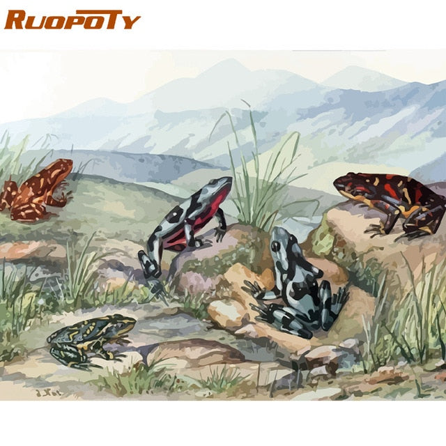 RUOPOTY Frame Painting By Numbers Animals Kit Modern Wall Art Canvas Painting Paint By Numbers For Home Wall Decors Calligraphy