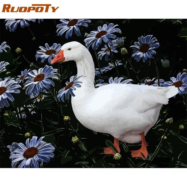 RUOPOTY Frame Painting By Numbers Animals Kit Modern Wall Art Canvas Painting Paint By Numbers For Home Wall Decors Calligraphy