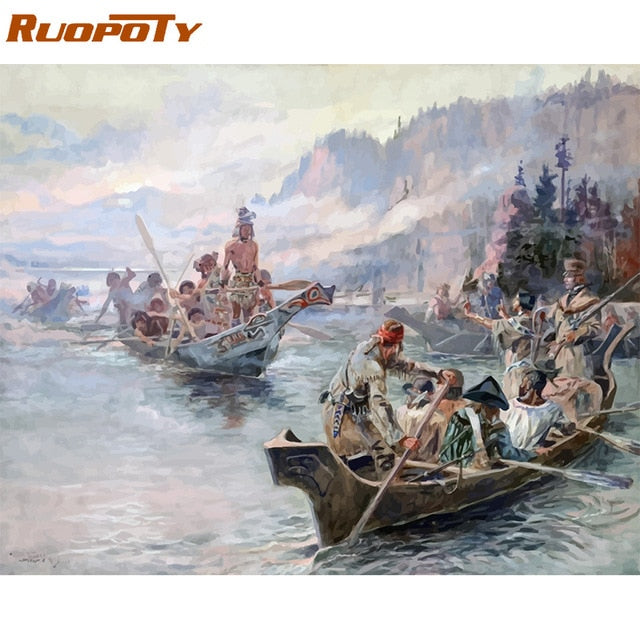 RUOPOTY Frame Painting By Numbers Animals Kit Modern Wall Art Canvas Painting Paint By Numbers For Home Wall Decors Calligraphy