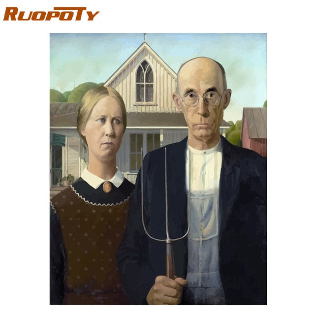 RUOPOTY Frame Painting By Numbers Animals Kit Modern Wall Art Canvas Painting Paint By Numbers For Home Wall Decors Calligraphy