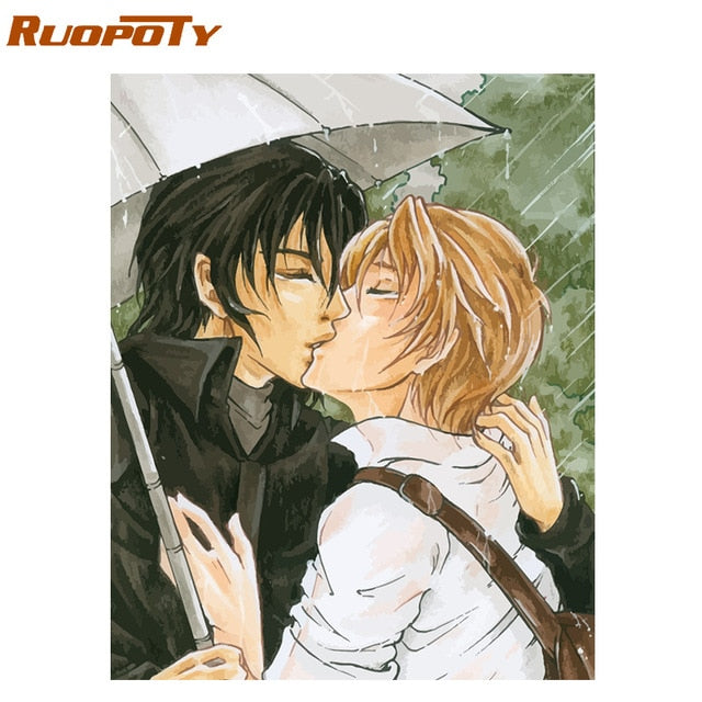 RUOPOTY Frame Painting By Numbers Animals Kit Modern Wall Art Canvas Painting Paint By Numbers For Home Wall Decors Calligraphy