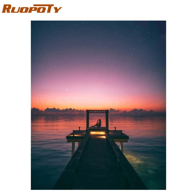 RUOPOTY Frame Painting By Numbers Animals Kit Modern Wall Art Canvas Painting Paint By Numbers For Home Wall Decors Calligraphy