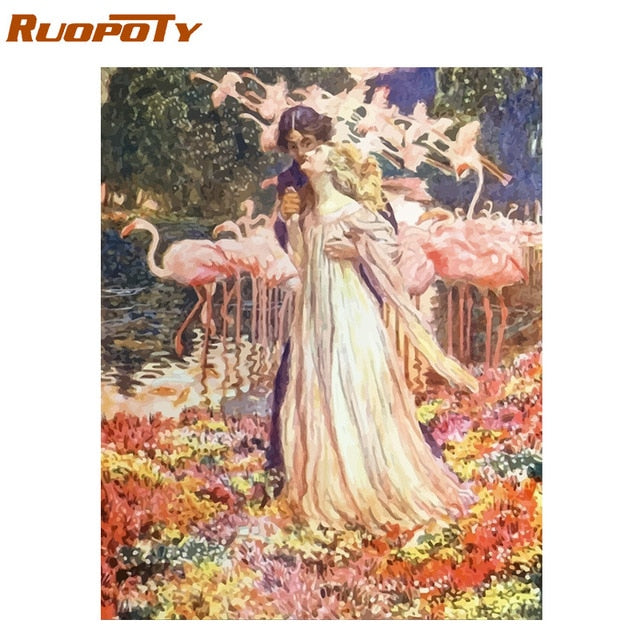 RUOPOTY Frame Painting By Numbers Animals Kit Modern Wall Art Canvas Painting Paint By Numbers For Home Wall Decors Calligraphy