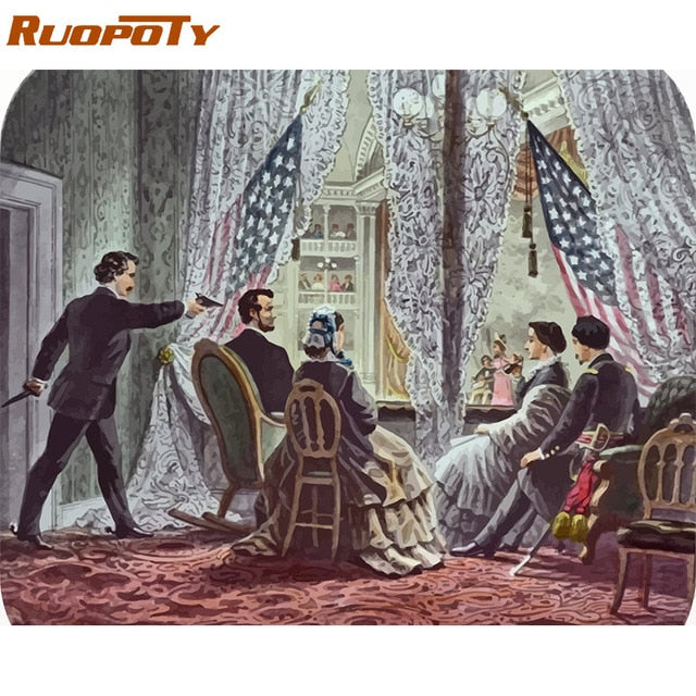 RUOPOTY Frame Painting By Numbers Animals Kit Modern Wall Art Canvas Painting Paint By Numbers For Home Wall Decors Calligraphy