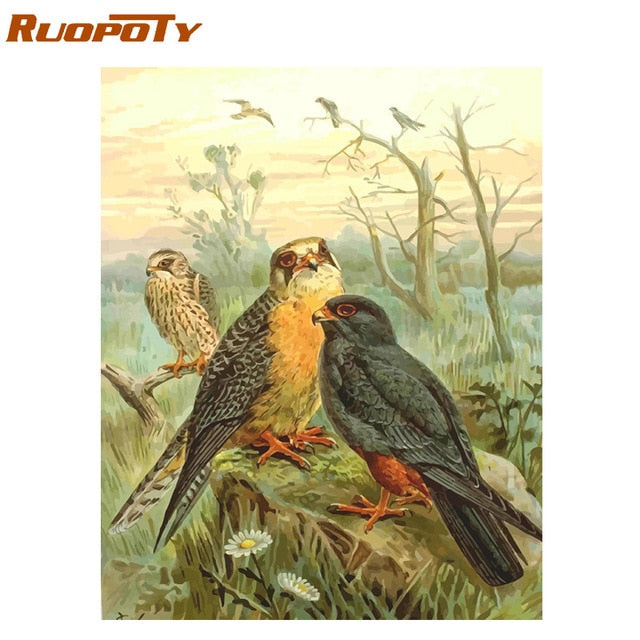 RUOPOTY Frame Painting By Numbers Animals Kit Modern Wall Art Canvas Painting Paint By Numbers For Home Wall Decors Calligraphy