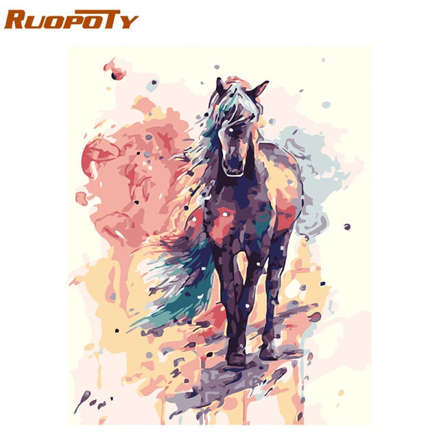 RUOPOTY Frame Painting By Numbers Animals Kit Modern Wall Art Canvas Painting Paint By Numbers For Home Wall Decors Calligraphy