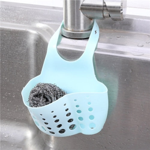 Sink Shelf Soap Sponge Drain Rack Silicone Storage Basket Bag Faucet Holder Adjustable Bathroom Holder Sink Kitchen Accessorie