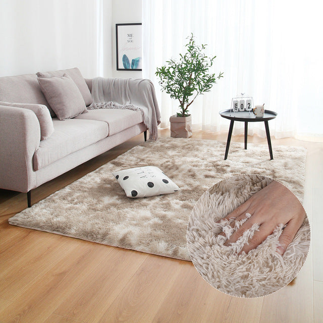 Grey Carpet Tie Dyeing Plush Soft Carpets For Bedroom Living Room Anti-slip Floor Mats Bedroom Water Absorption Carpet Rugs